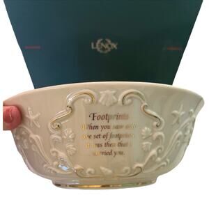 Vintage Lenox Footprints In the Sand Poem Bowl NEW IN BOX Embossed (B)